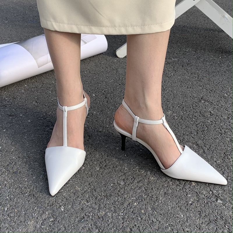 Advbridge 2023 New Spring Summer Brand Women Sandal Shoes Ladies Elegant Thin Middle Heel Dress Pumps Shoes Slip on Slingback Shoes