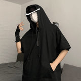 Advbridge Summer Hooded T-Shirt Men Fashion Grey Green Black Casual T-Shirt Men Streetwear Loose Hip Hop Mid Length T Shirt Mens Tops