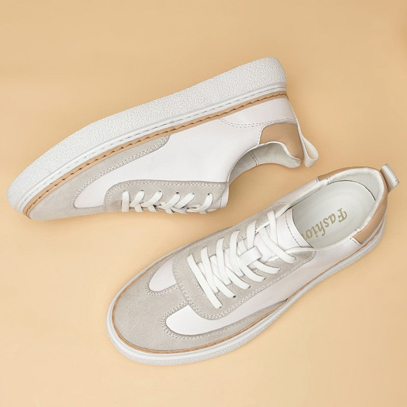 Advbridge Genuine Leather Mens Casual Shoes New Fashion Mens Sneakers Lightweight Walking Shoes Leisure Male Outdoor Shoes Tenis Masculino