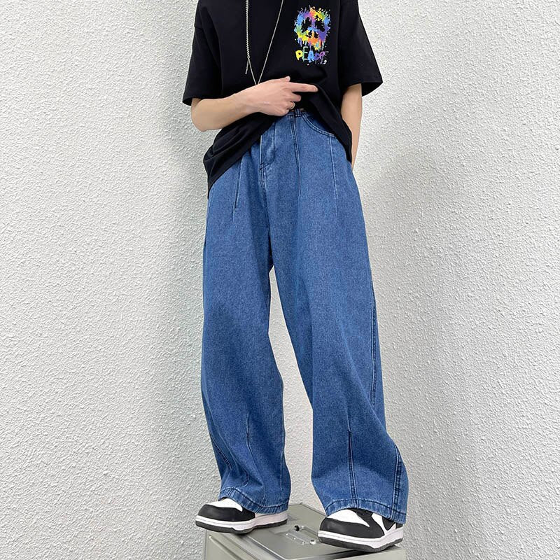 Advbridge Men Wide Leg Jeans Loose Straight Baggy Denim Pant Men's Women's Streetwear Skateboard Pants Oversized Hip Hop Casual Trousers