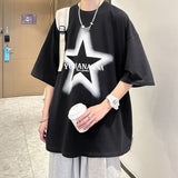 Advbridge Men Oversized T Shirt Streetwear Tee High Street Short Sleeve Star Graphic Print Tshirts Fashion Summer Tops