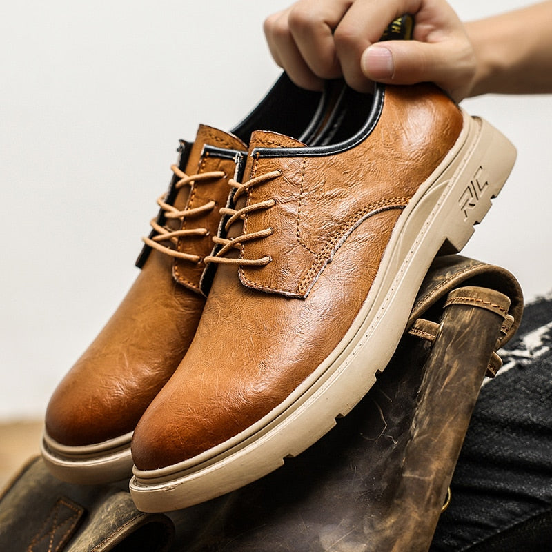 Advbridge Brand Handmade Breathable Men's Oxford Sole Top Quality Dress Shoes Men Flats Sneakers Fashion Men Leather Work Business Shoes