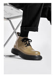 Advbridge Ankle Boots Men Split Leather Lace Up Platform Boots Autumn Casual Shoes Male Motorcycle Boots Thick Sole Punk Botas