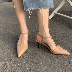 Advbridge 2023 New Spring Summer Brand Women Sandal Shoes Ladies Elegant Thin Middle Heel Dress Pumps Shoes Slip on Slingback Shoes