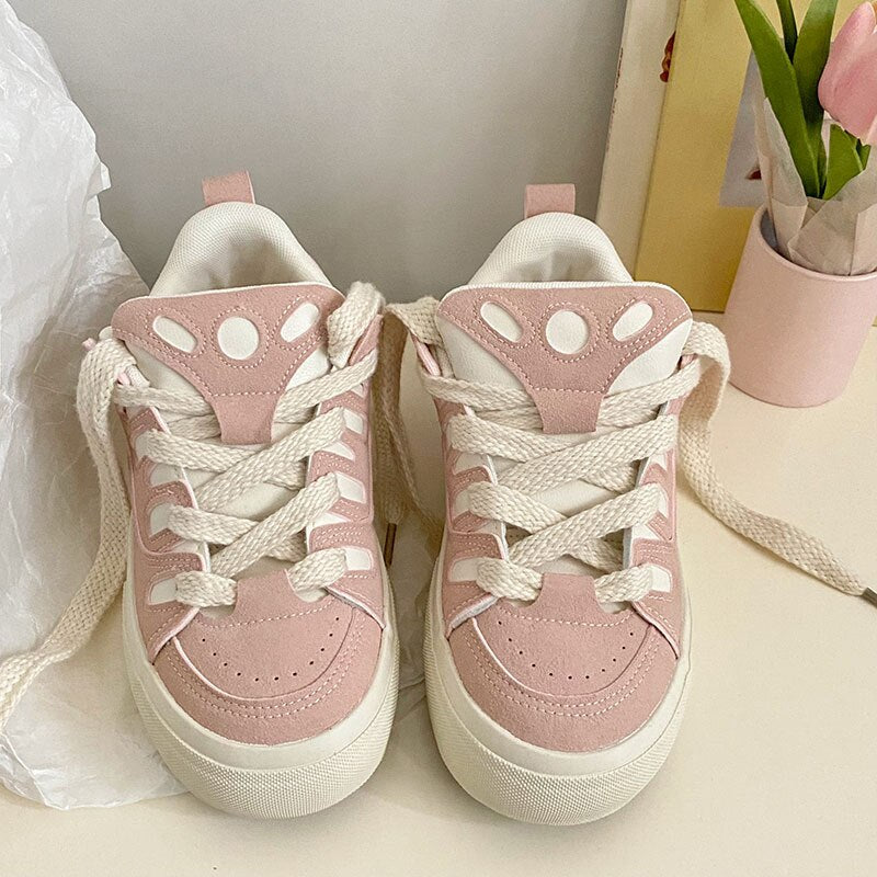 Advbridge 2023 Spring Sneakers Women platform Sports Shoes Round Toe Chunky Shoes Flat Casual Vulcanize Shoes Skateboard shoes female