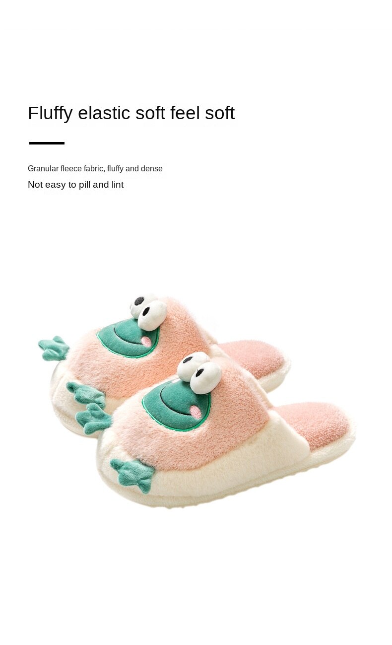 Advbridge Winter New Frog Cotton Slippers Women Household Warmth Autumn and Winter Lovers Cute Cartoon Indoor Personality Plush Slippers