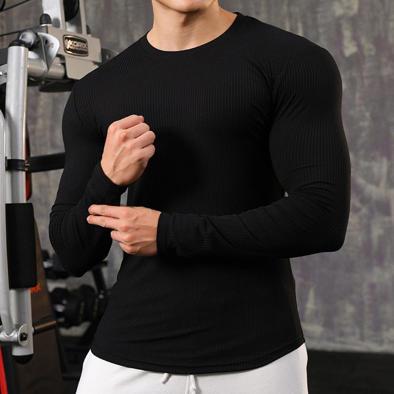 Advbridge Autumn Sports fitness long sleeve men leisure T-Shirt outdoor exercise fast dry tight muscle training T-shirt fitness clothes