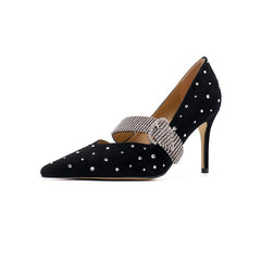 Advbridge Women Pumps 8.5 cm Sexy Shoes Kid Suede Lady High Heels Elegant Party Shoes On Heel With Crystals Pointed Toe