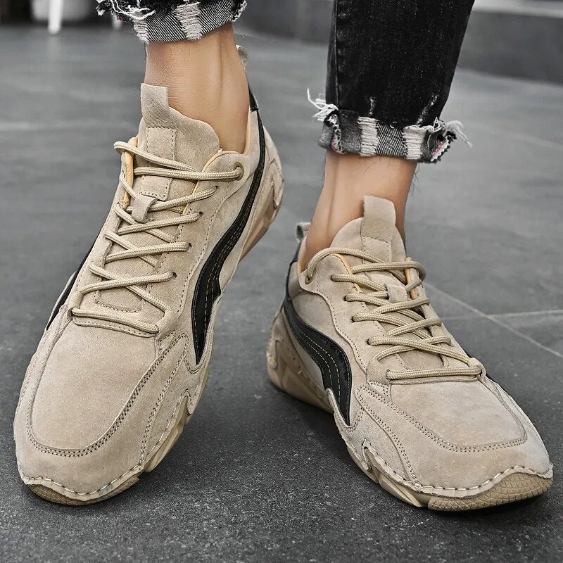 Advbridge New Genuine Leather Men Pigskin All-season Casual Shoes Fashion Flats Shoes Comfortable Breathable Soft Sport Sneaker Size 46