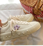 Advbridge Japanese Platform New Sneakers Flower Kawaii White Sports Casual Canvas Shoes Flat Vulcanize Lolita Tennis Running