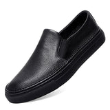 Advbridge High Quality Genuine Leather Mens Casual Round Toe Shoes Lightweight Breathable Loafers Men's Slip-on Comfortable Fashion Shoes