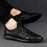 Advbridge Luxury Genuine Leather Men Casual Shoes Classic Male Lace-Up Outdoor Flats Fashion Korean Style Simple Footwear New Men Sneakers