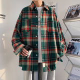 Advbridge Autumn Long Sleeved Shirt Men Fashion Oversized Plaid Shirt Men Streetwear Korean Loose Casual Shirts Mens Large Size M-5XL