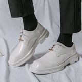Advbridge Summer Spring Men Platform Leather Shoes Breathable Office Bussiness Formal Shoe Square Toe Male Black White Wedding Dress Shoes