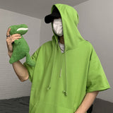 Advbridge Summer Hooded T-Shirt Men Fashion Grey Green Black Casual T-Shirt Men Streetwear Loose Hip Hop Mid Length T Shirt Mens Tops