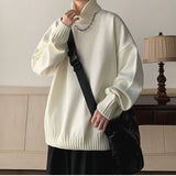 Advbridge Autumn Winter Fashion Men's Cool Boy Casual Loose Tess Knitted Pullover Turtleneck Sweater Soft Warm Thick