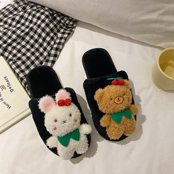 Advbridge Slippers Casual Fur Shoes Slipers Women Slides Low Cover Toe Luxury Plush Soft Flat Rome Autumn with fur Short  Shoes Women