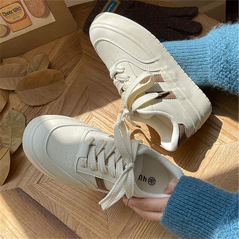 Advbridge INS Brand Sneakers Women 2023 Designer Casual Lace Up Woman Flats Sneakers Shoes Tennis Female Vulcanized Shoes White Spring NEW