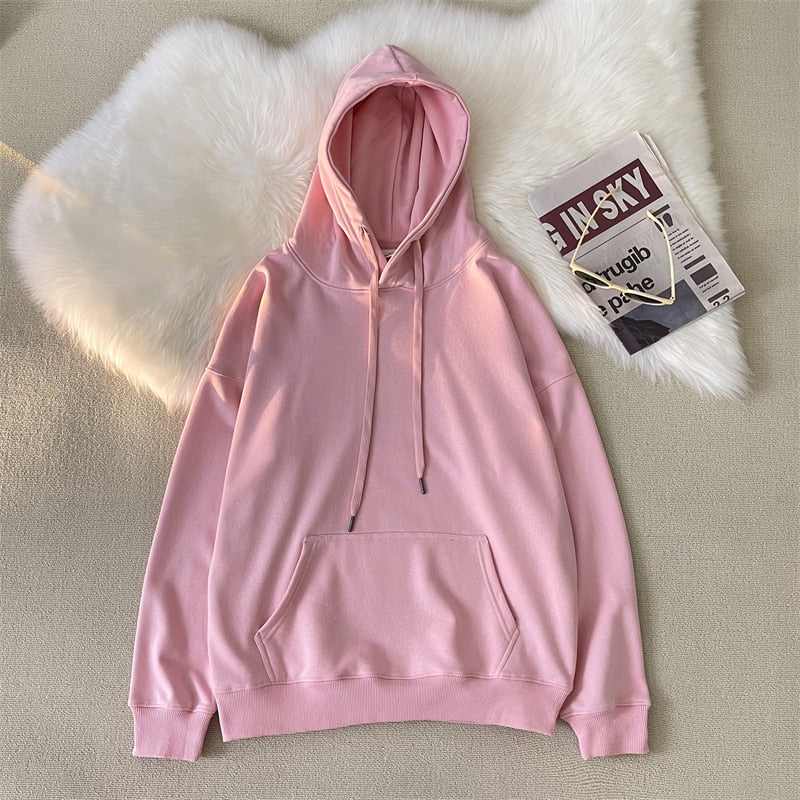 Advbridge Korean Men's Solid Color Sweatshirt Hoodies 2023 Casual Hooded Pullovers Hoodie Warm Fleece Male Loose Man Clothing 3XL