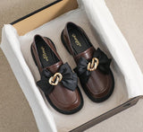 Advbridge New British Style Women Loafers Mary Janes Women's Shoes Round Toe Bowknot Retro All-match Loafers Platform Heels
