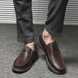 Advbridge New Brand Driving Shoes Fashion Genuine Leather Casual Shoes Men Lightweight Mens Slip on Office Shoes Male Comfortable Loafers
