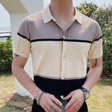 Advbridge Playera Polo Hombre Summer Men Cardigan Short-sleeved Casual Knitted Polo Shirt British Slim Lapel Ice Silk Breathable Polo