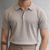 Advbridge Summer Simple Solid Color Casual Slim Lapel Polo Knit  Breathable Polo Camisa Hombre British  Men's Shirt Mannen Polo