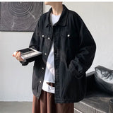 Advbridge Autumn Winter Men's Solid Casual Loose Pockets Jacket Retro Button Coat Boy