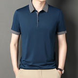 Advbridge Summer New Men's Short Sleeve Polo Shirt Lapel Casual Fashion Tees Shirts Solid Patchwork Pullover Casual Oversize Clothing