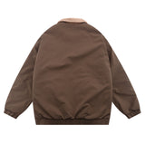 Advbridge Fashion Vintage Zipper Jacket Coat Men Harajuku Vintage Embroidered Polo Jacket Casual Baseball Outwear Tops Thick