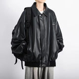 Advbridge Spring Autumn Winter Fashion Men Solid Casual Shirt Loose Pockets Safari Style Leather Jacket Coat Cool Boy Soft