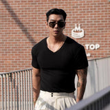 Advbridge Summer Gym Runing T-Shirt Mens Bodybuilding Sport Quick Dry Short Sleeve Tops Male Casual Striped Skinny Tee Shirt Man Clothing