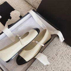 Advbridge Genuine Cow Leather Round Toe Summer Spring Vintage Shoes Mature Sweet Dating Buckle Strap Mary Janes Women Flats