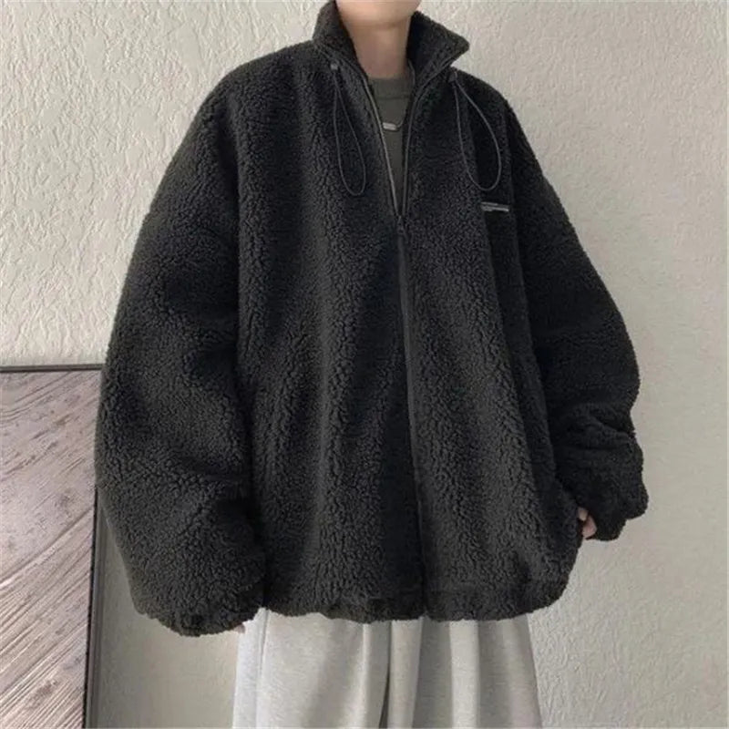 Advbridge Winter Warm Coats for Men Leisure Lamb Wool Outerwear Male Loose Zipper Padded Jacket Chic  Trendy Men's Clothing