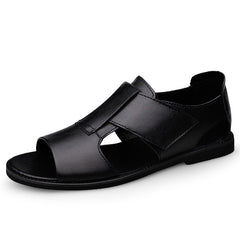 Advbridge Summer Luxury Sandals Men Genuine Leather Casual Shoes Men Breathable Beach Shoes High Quality Outdoor Slippers Black Mens Shoes