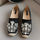 Advbridge Womens Shoes For Female Slides Autumn New Slip-On Gladiator Luxury Rhinestones Loafers Casual Round Toe Ethnic Ladies Flats