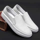 Advbridge High Quality Genuine Leather Mens Casual Round Toe Shoes Lightweight Breathable Loafers Men's Slip-on Comfortable Fashion Shoes