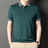 Advbridge Summer New Men's Short Sleeve Polo Shirt Lapel Casual Fashion Tees Shirts Solid Patchwork Pullover Casual Oversize Clothing