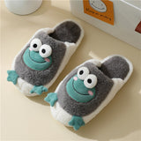 Advbridge Winter New Frog Cotton Slippers Women Household Warmth Autumn and Winter Lovers Cute Cartoon Indoor Personality Plush Slippers