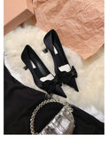 Advbridge Elegant temperament socialite 2023 new style thin-heeled Rhinestone bow mid-heel hollow pointy one-shoe women sandals