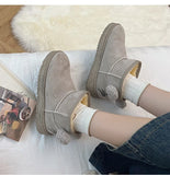 Advbridge Snow Boots Women's Short Tube Thickened Cotton Shoes Winter Suede Platform Keep Warm Plush Women Ankle Boots Girls Black