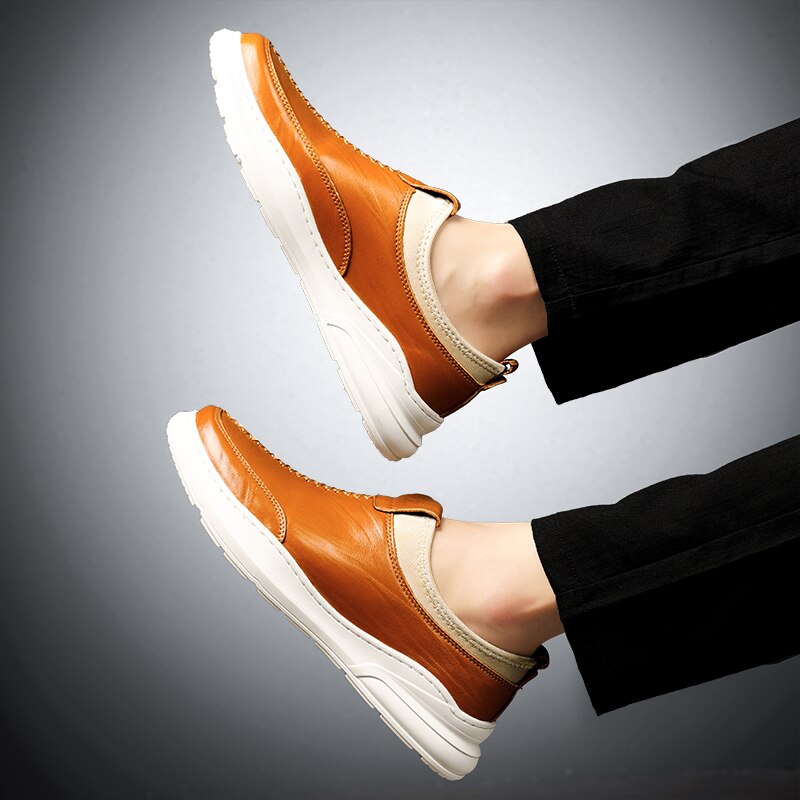 Advbridge men Loafers Genuine Leather Slip On Casual Men Shoes Brand Blue Loafers Man Mocasines Hombre Breathable Flats Male Footwear