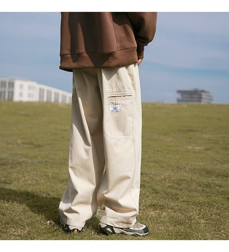 Advbridge Men's Fashion Trend Vintage Casual Pants Loose Cargo Hip Hop Style Trousers Mens Black/Apricot/brown Color Sweatpants M-2XL