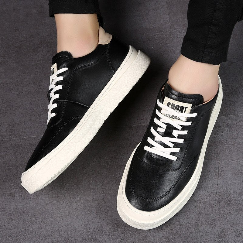 Advbridge New Leather Men's Casual Shoes Fashion Brand male Footwear High Quality Leisure Office shoes classic white daily outdoor flats