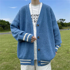 Advbridge British Retro Cardigan Sweater New Korean Harajuku Academic Knitted Sweater Pullover Hip Hop Streetwear Loose Knitwear Tops