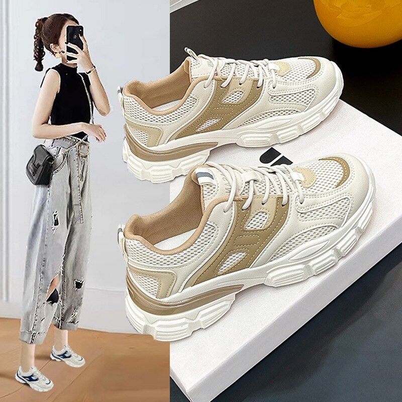 Advbridge Fashion Thick Soled Women's Light Mesh Shoes 2023 Spring Korean Student Sports Shoes Street Photo Casual Women's Designer Shoes