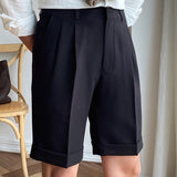 Advbridge 2023 Summer Suits Shorts Men Solid Color Business Dress Pants Office Social Casual Slim Fit Pants Wedding Streetwear Trousers