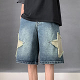 Advbridge Patch embroidered denim shorts for men's summer American high street capris casual breeches loose fitting youth pants