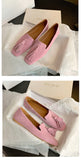 Advbridge 2023 new Spring women pumps natural leather 22-24.5cm length kid suede+cowhide+pigskin full leather Tassel flat sole shoes