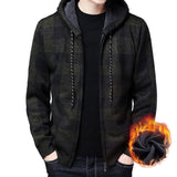 Advbridge New Men's Fleece Thickened Cardigan Knit Sweater / Male Loose Warm Hooded Add Wool Jacket Coat